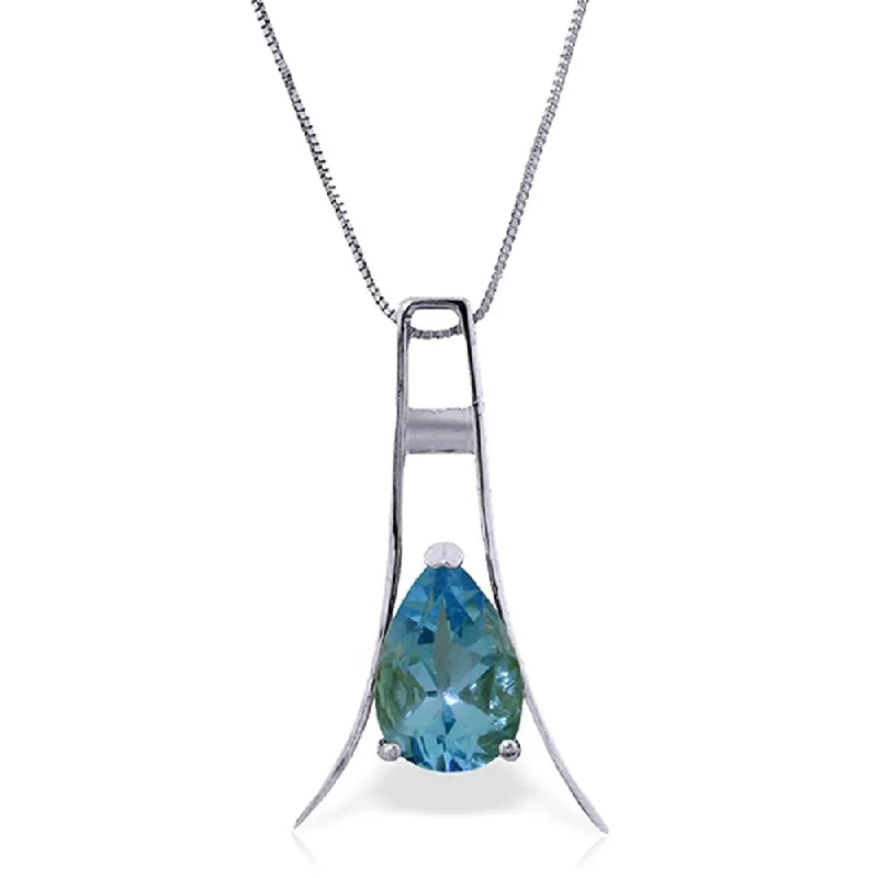 crystal healing pendant necklace for women-1.5 Carat 14K White Gold I Amethyst Blue Topaz Necklace