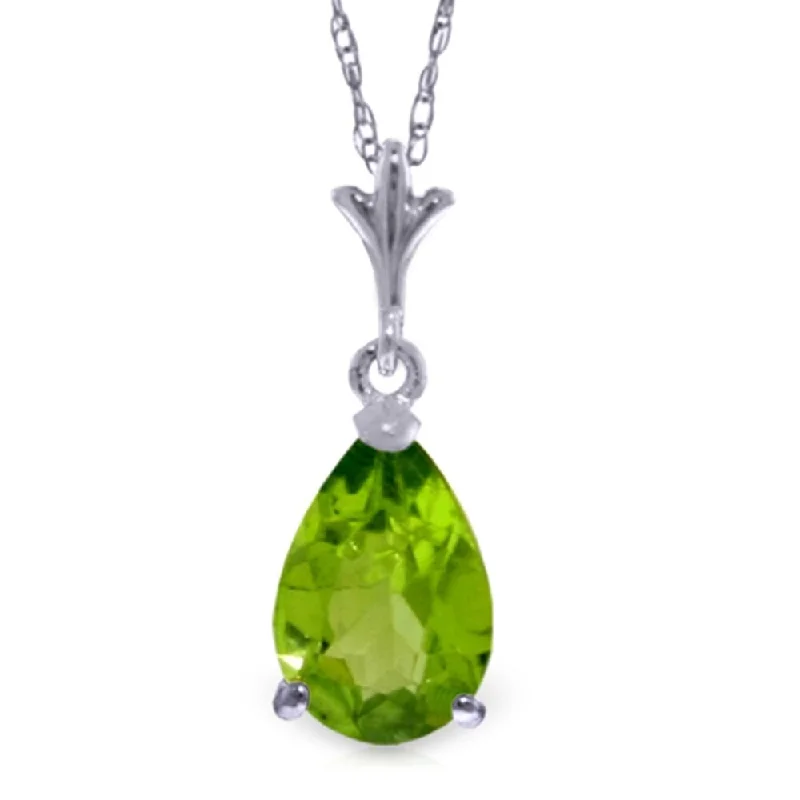 heart locket pendant necklace for women-1.5 Carat 14K White Gold Non Perishable Peridot Necklace