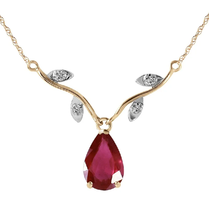 personalized birthstone necklace for moms-1.52 Carat 14K Gold Sing No More Ruby Diamond Necklace