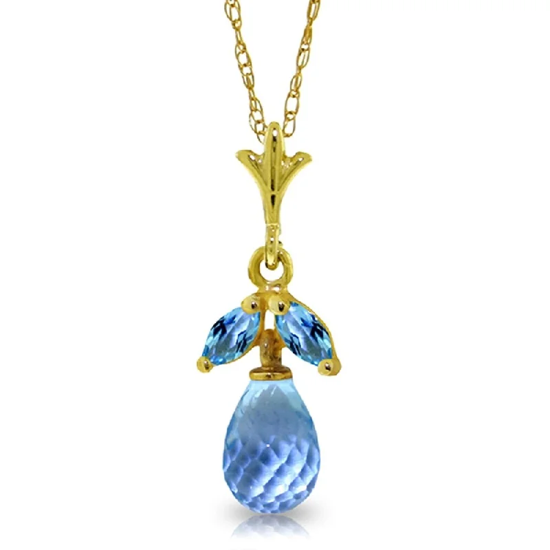 custom gemstone necklace for men-1.7 Carat 14K Gold Wild Expressions Blue Topaz Necklace