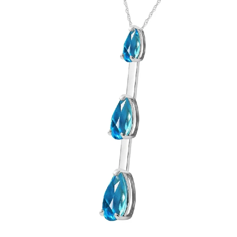 men’s leather cord necklace with pendant-1.71 CTW 14K Solid White Gold Believe In Hope Blue Topaz Necklace