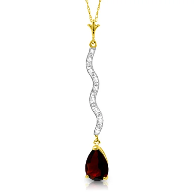 silver choker necklace for casual wear-1.79 Carat 14K Solid Gold Raise Your Lantern Garnet Diamond Necklace