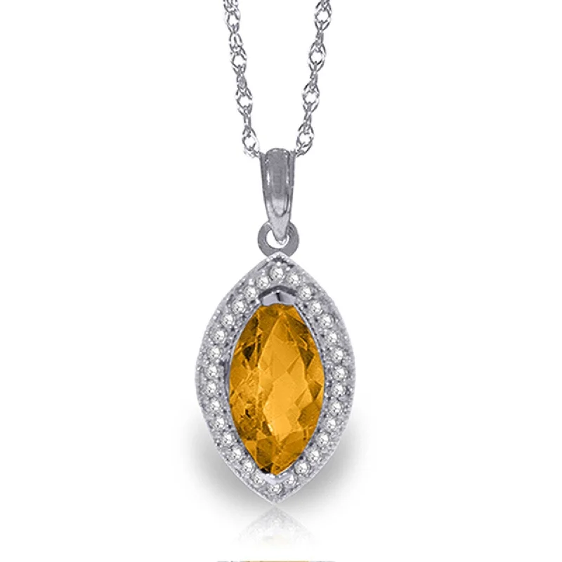 gold pendant necklace for bridesmaids-1.8 Carat 14K Solid Gold Hayworth Citrine Diamond Gemstone Necklace