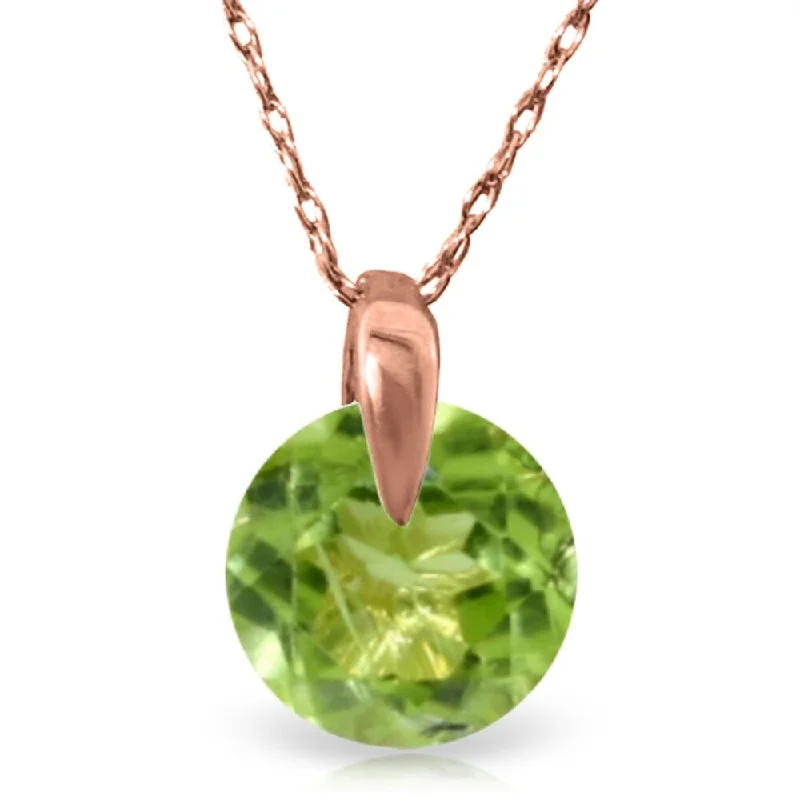 pendant necklace with sapphire stone-1 Carat 14K Solid Rose Gold Necklace Natural Peridot