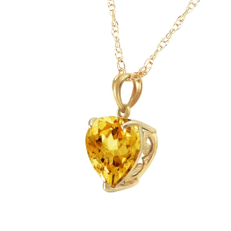 handmade crystal necklace for women-14K Solid Gold Necklace with Natural 10mm Heart Citrine