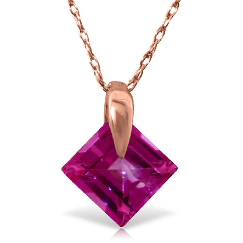 trendy chain necklace for men-14K Solid Rose Gold Necklace with Natural Pink Topaz