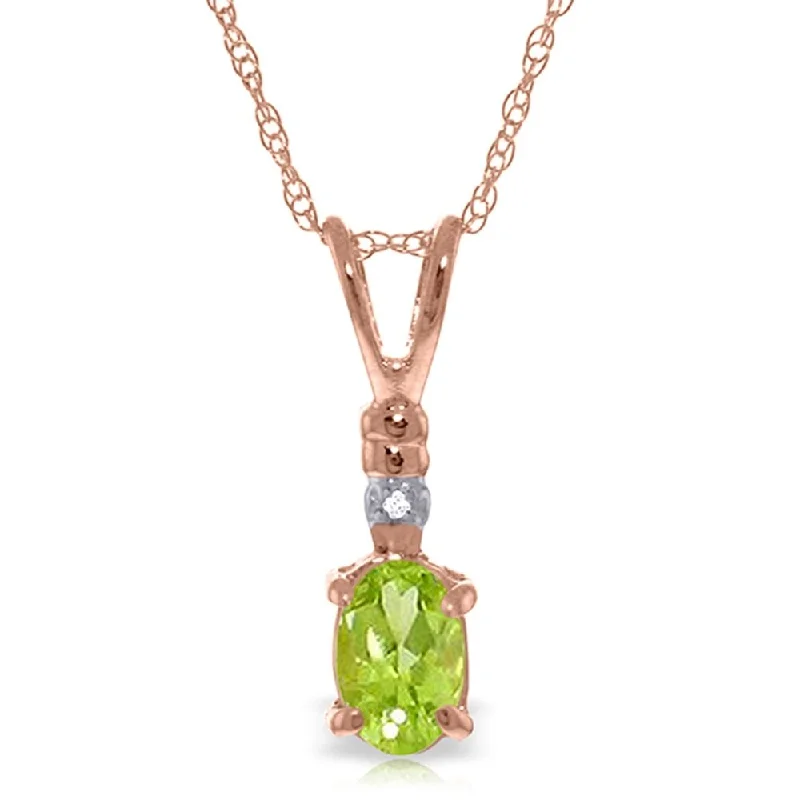 stylish cross pendant necklace for women-14K Solid Rose Gold Necklace withNatural Diamond & Peridot