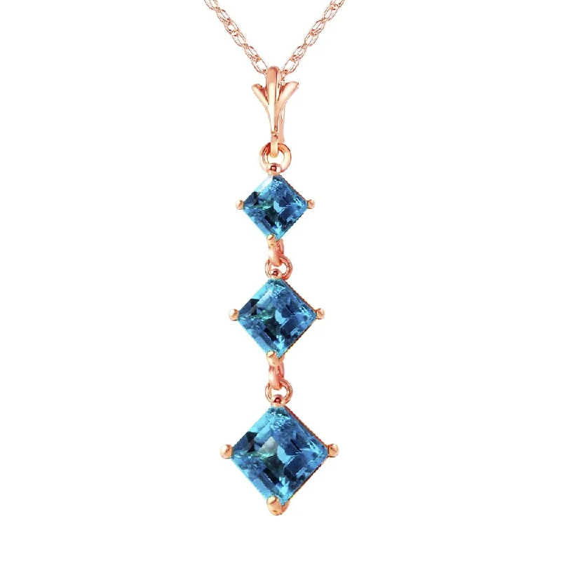 elegant gold necklace for everyday wear-2.4 Carat 14K Rose Gold Waterdrops Blue Topaz Necklace