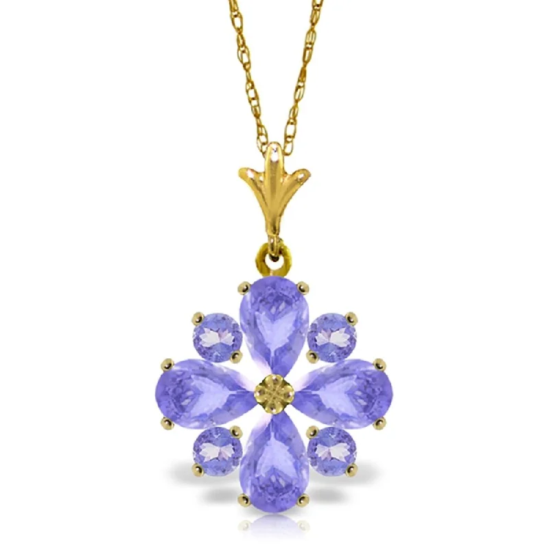 gold coin pendant necklace for women-2.43 Carat 14K Gold Snow Flake Sail Tanzanite Necklace