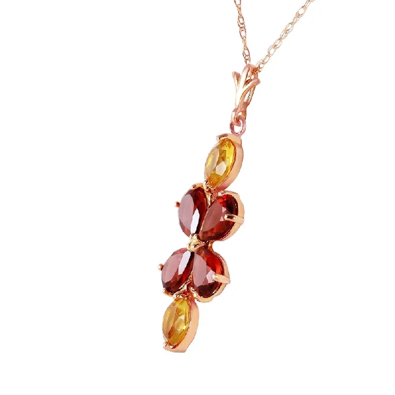 stylish men’s necklace with charm-3.15 Carat 14K Solid Rose Gold Necklace Garnet Citrine