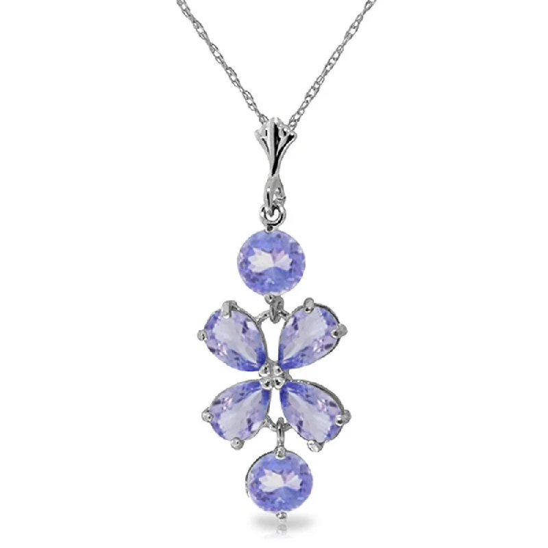 fashionable pendant necklace for gifts-3.15 Carat 14K White Gold Azure Seawater Tanzanite Necklace