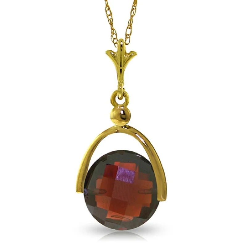 turquoise pendant necklace for men-4.2 Carat 14K Gold Necklace Checkerboard Cut Garnet