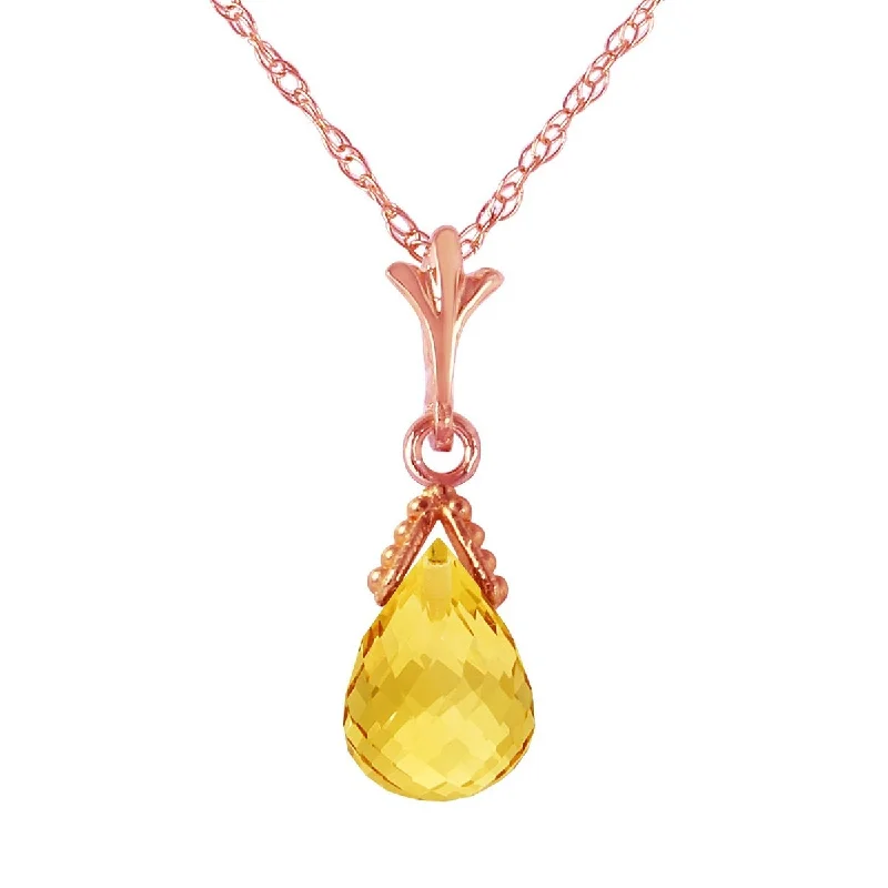 colorful gem pendant necklace for women-4.5 tcw 14k Solid Gold Yellow Citrine Gemstone Necklace Pendant 16-24"