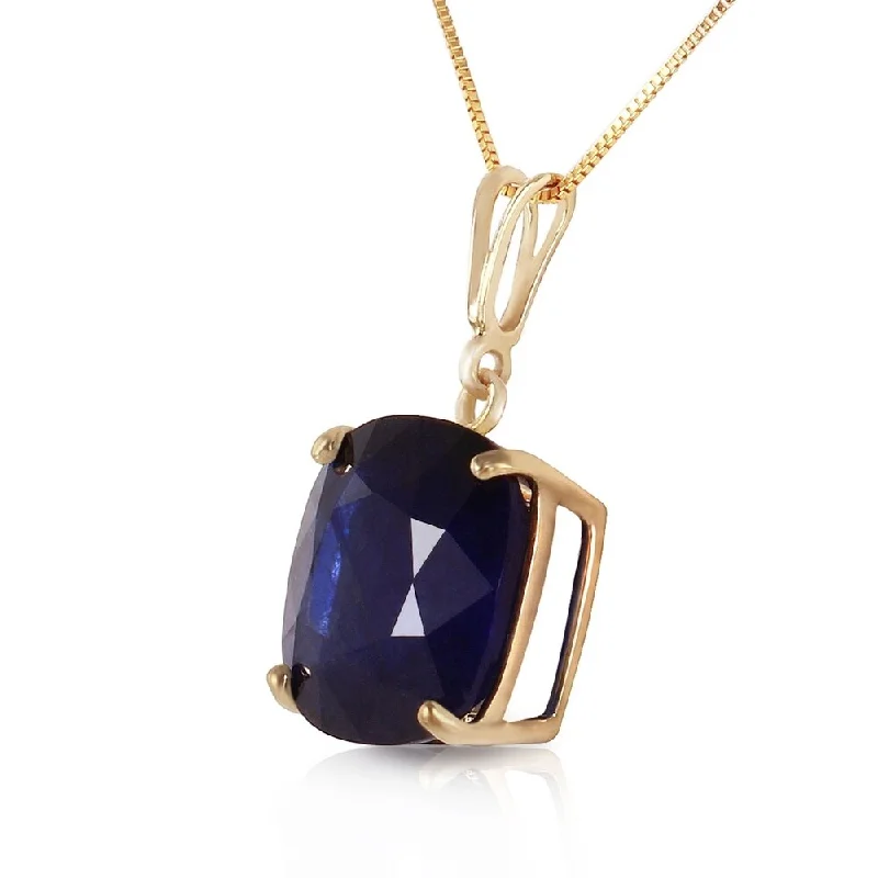 engraved gemstone necklace for him-4.83 Carat 14K Solid Gold Necklace Cushion Shape Sapphire