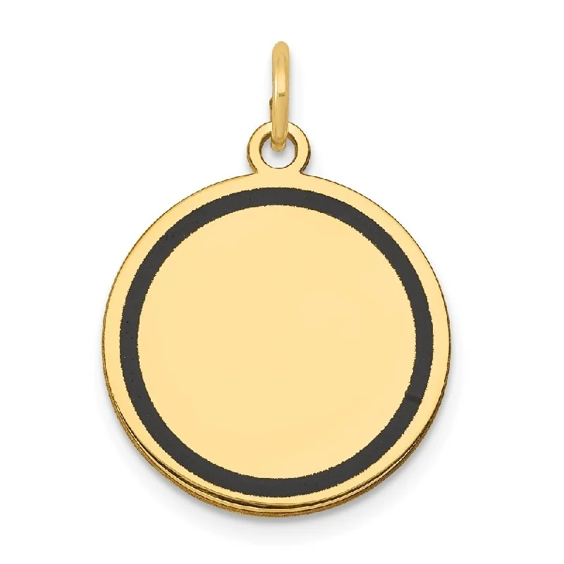 multi-layered gemstone necklace-Diamond2Deal 14K Yellow Gold Enamel .027 Gauge Circular Engravable Disc Pendant (L- 23.58 mm, W- 17.29 mm)