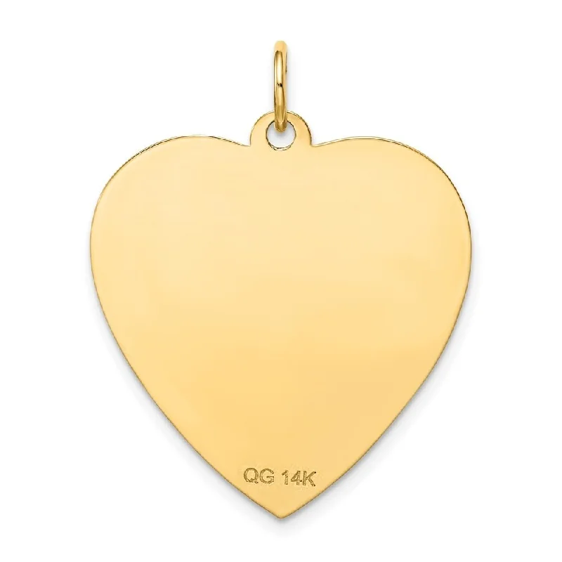 men’s gold chain necklace for daily wear-Diamond2Deal 14K Yellow Gold Etched .018 Gauge Engravable Heart Disc Pendant (L- 31 mm, W- 24 mm)