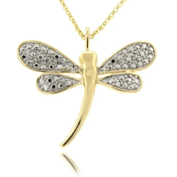 custom initials necklace for women-Finesque 14k Gold Overlay Diamond Accent Dragonfly Necklace