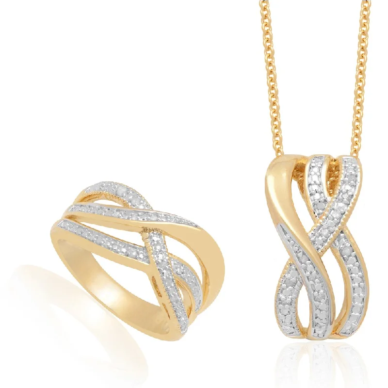 diamond heart pendant necklace for her-Finesque Diamond Accent Infinity Design Necklace and Ring Set