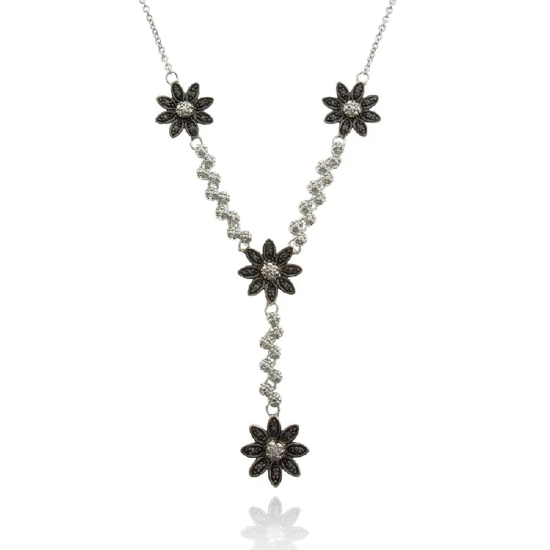 personalized star necklace for astrology fans-Finesque Diamond Accent Two-tone Flower Necklace