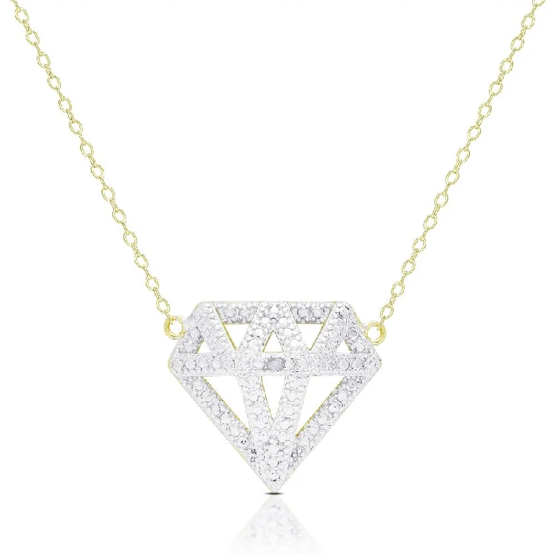 pendant necklace with sapphire stone-Finesque Gold Or Silver Overlay Diamond Accent "Diamond" Necklace