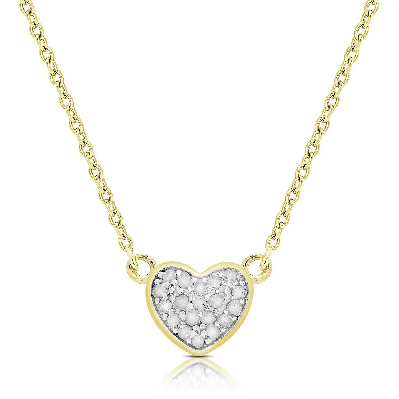 sterling silver heart pendant necklace-Finesque Gold Over Silver Diamond Accent Heart Necklace