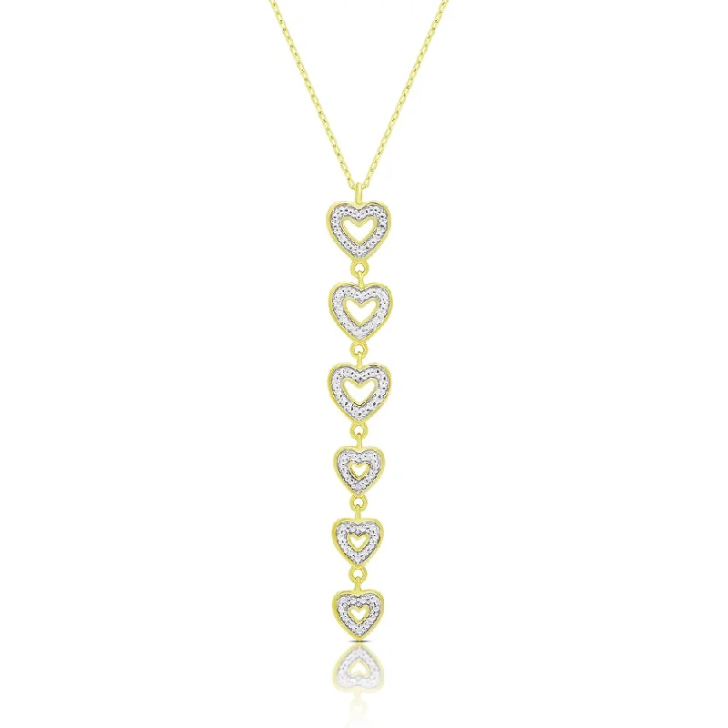 adjustable chain necklace for women-Finesque Gold Over Sterling Silver Diamond Accent Heart Link Necklace