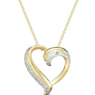 custom letter necklace for girls-Finesque Gold over Sterling Silver Diamond Accent Heart Necklace