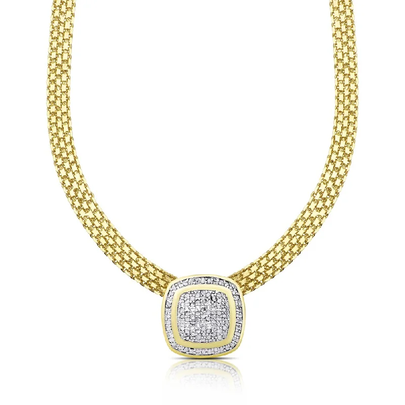 personalized moonstone necklace-Finesque Gold Overlay 1/2ct TDW Diamond Cushion Necklace