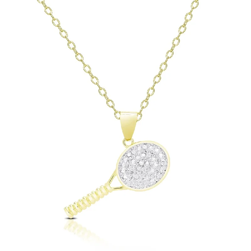 minimalist moon necklace for women-Finesque Gold Overlay Diamond Accent Tennis Necklace