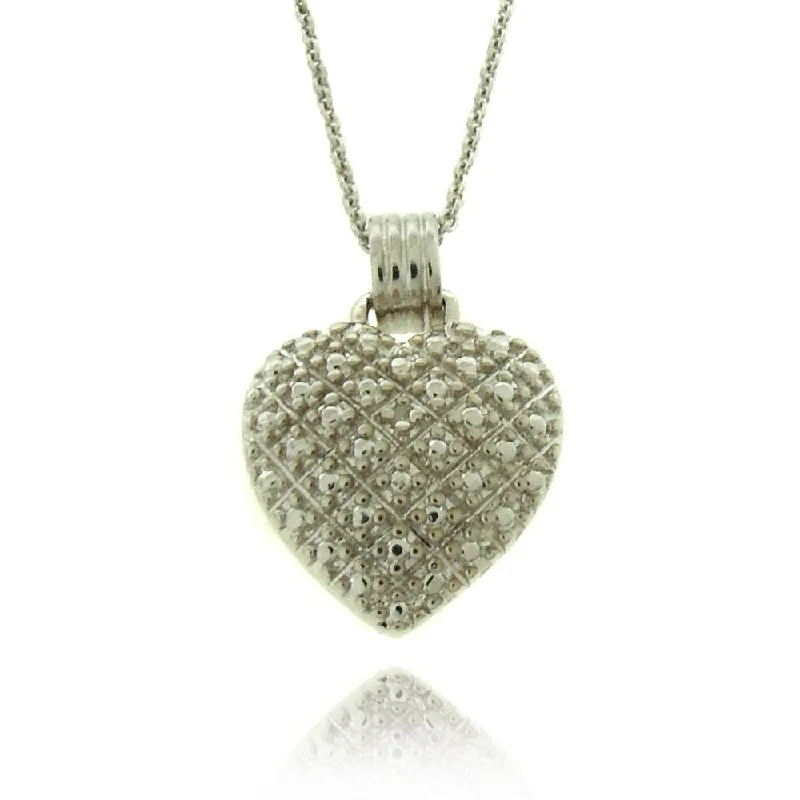 sterling silver heart pendant necklace-Finesque Silver Overlay Diamond Accent Heart Necklace