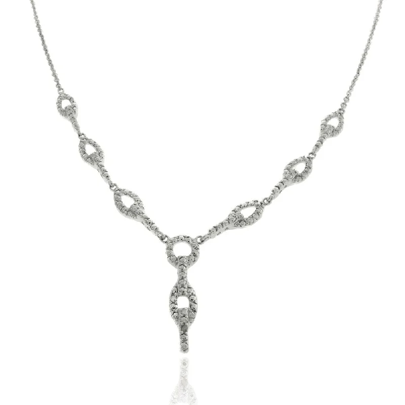 sterling silver butterfly necklace-Finesque Silver Overlay Diamond Accent Oval Link Necklace