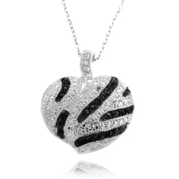 custom initials necklace for women-Finesque Silverplated 1/4ct TDW Black Diamond Heart Necklace