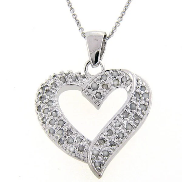 birthstone necklace for special occasions-Finesque Sterling Silver 1/2ct TDW Diamond Heart Necklace (J-K, I3)