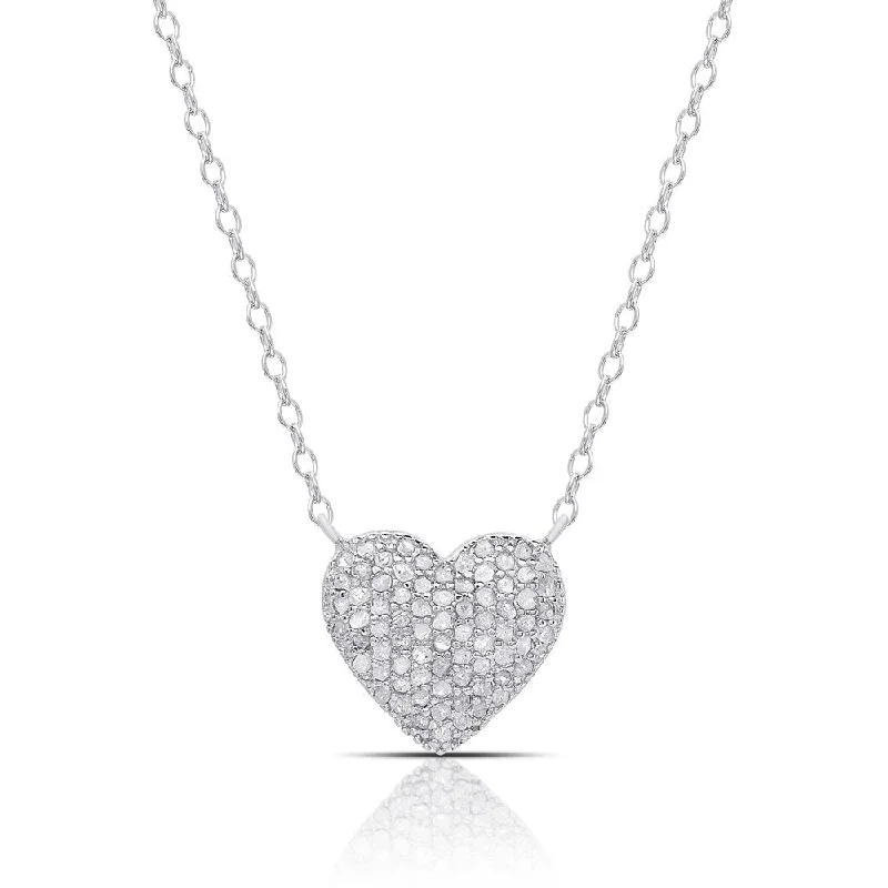 large gold pendant necklace for women-Finesque Sterling Silver 1/2ct TW Diamond Heart Necklace (I-J, I2-I3)