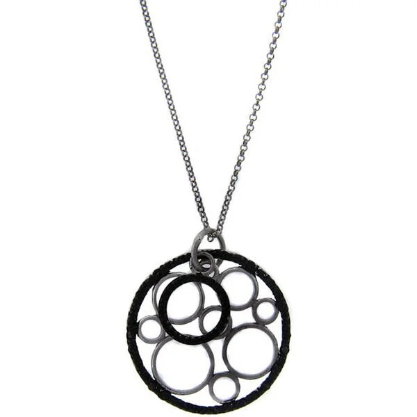 hand-carved pendant necklace for men-Finesque Sterling Silver 1/4ct TDW Black Diamond Circles Necklace