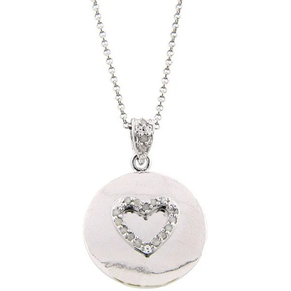 men’s leather pendant necklace with charm-Finesque Sterling Silver 1/6ct TDW Diamond Heart Medallion Necklace