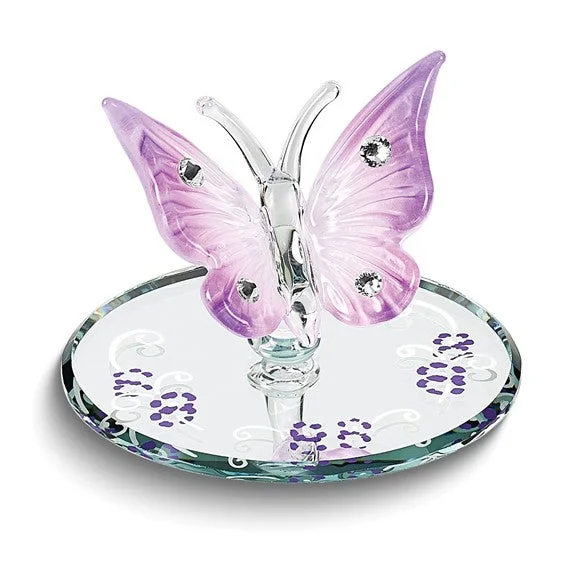 colorful beaded necklace for summer-Glass Baron Small Lavender Butterfly Glass Figurine w/ Swarovski Elements