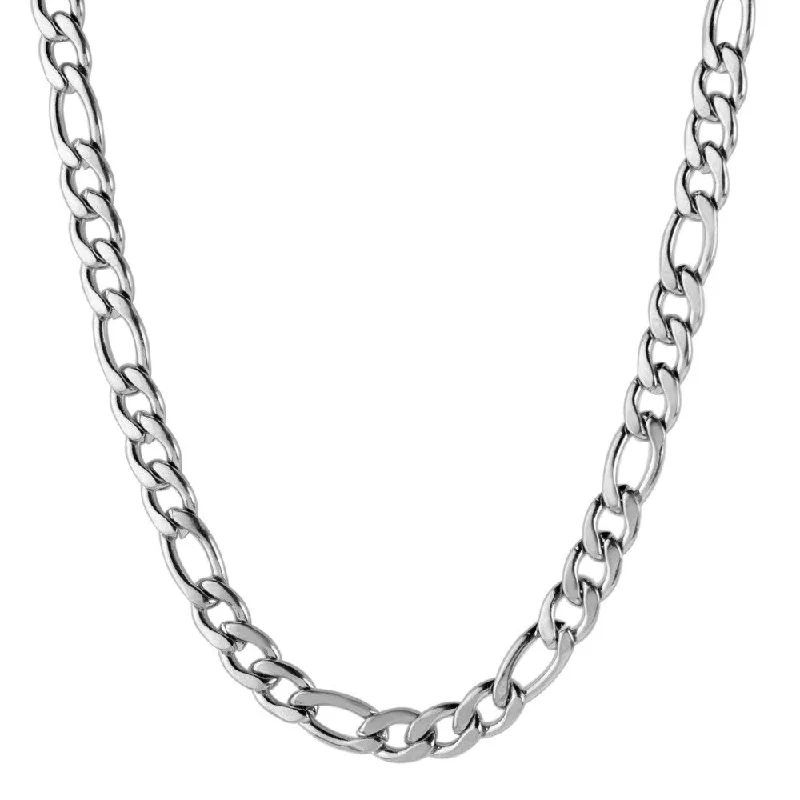 zodiac necklace for astrology lovers-Men's Figaro Chain Stainless Steel Necklace (4.5mm) - 30"