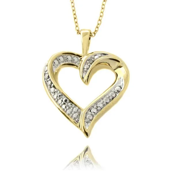 customizable nameplate necklace for women-Pretty Plus 14k Yellow Gold Overlay Diamond Accent Heart Necklace