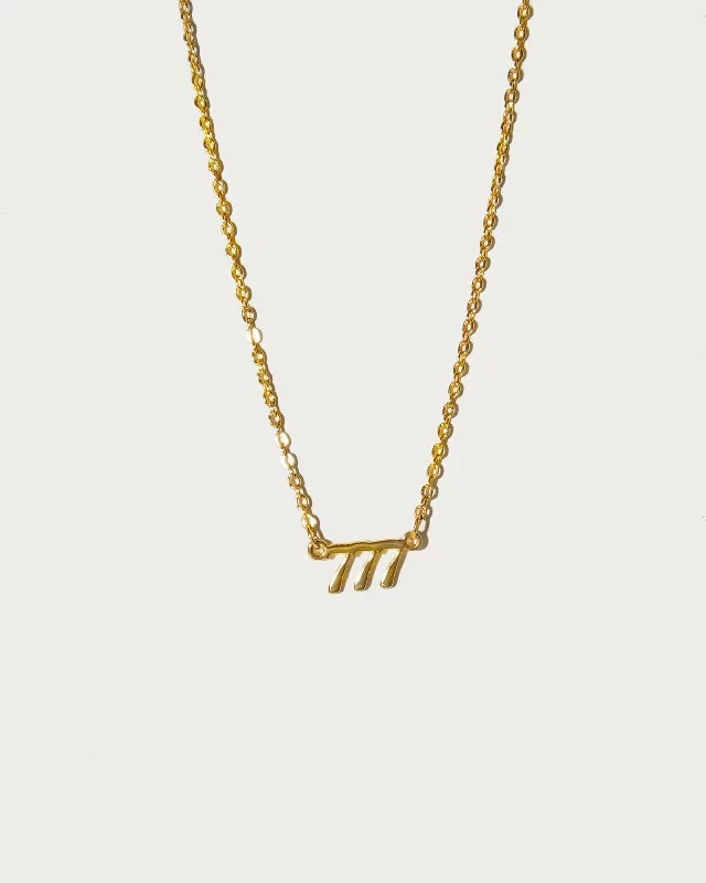 gold plated pendant necklace for girls-Angel Number 777 Necklace