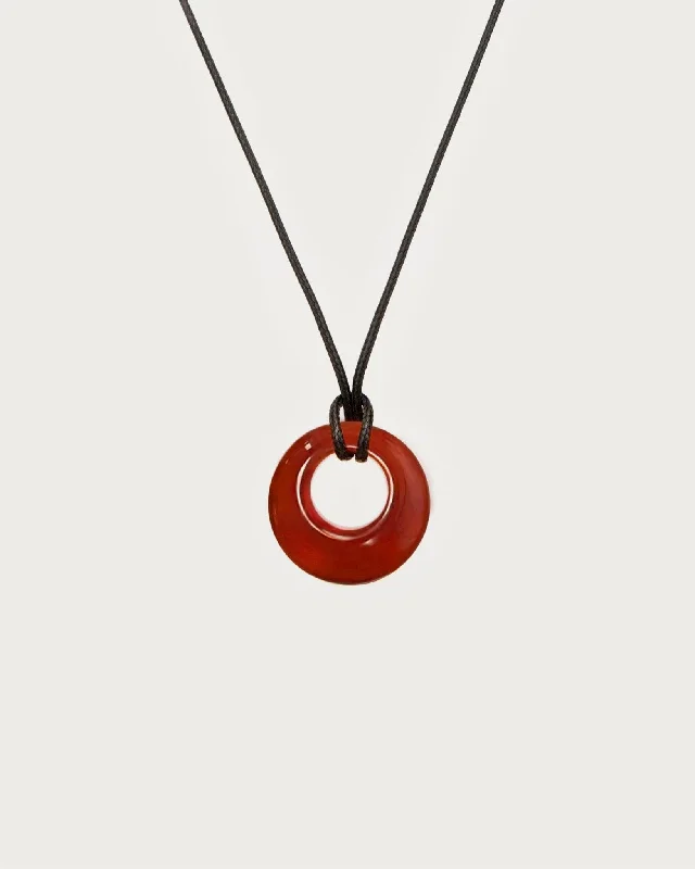 black leather chain necklace for men-Carnelian Cord Necklace