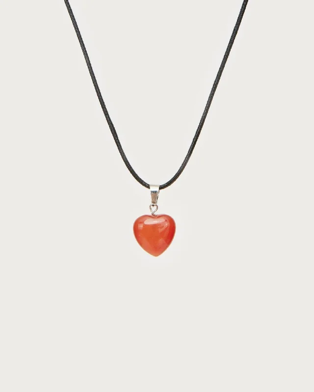 hand-made gold necklace for fashionistas-Carnelian Heart Cord Necklace