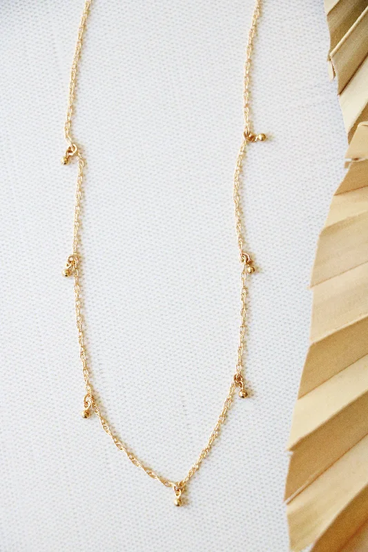 engraved bar pendant necklace for gifts-dew drops necklace { gold }