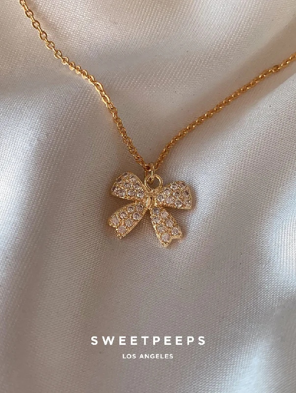 rose gold chain necklace for women-Dream Ribbon Necklace