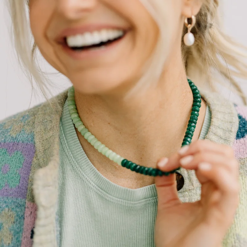 pearl and gold statement necklace-Gem Necklace: Emerald + Mint