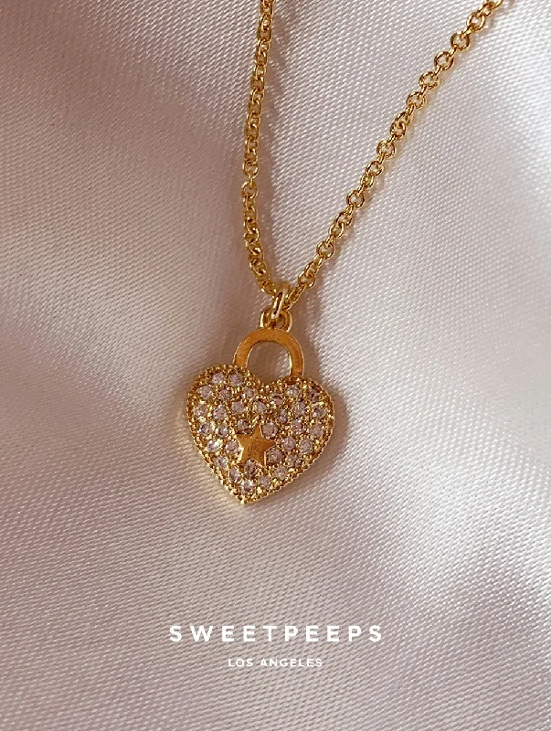 personalized rose gold necklace for gifts-Kienna Star Heart Necklace