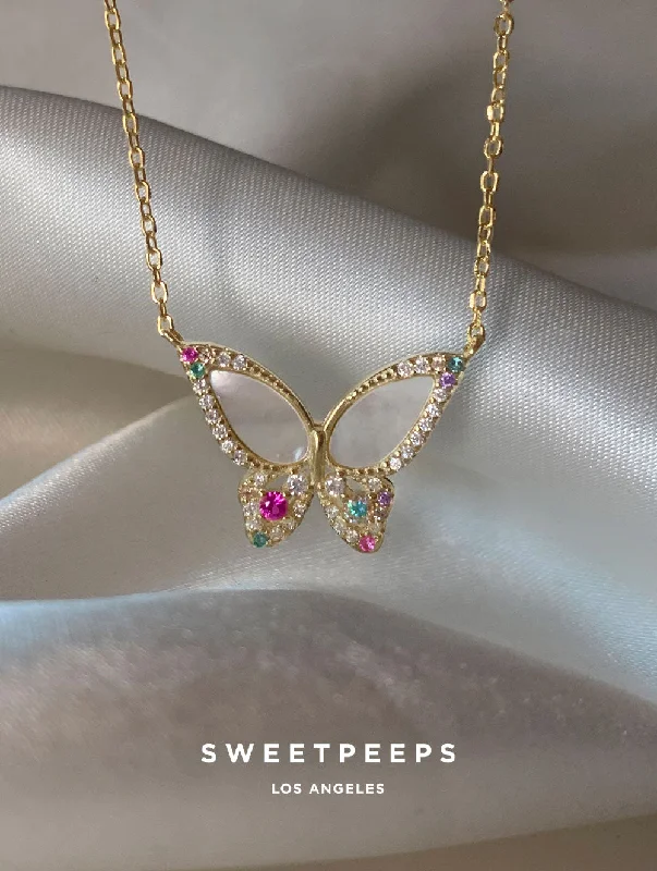 layered gold necklace for special events-Magical Butterfly Opal Necklace