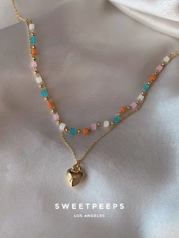 fashionable pendant necklace for gifts-Marlowe Pastel Heart Necklace