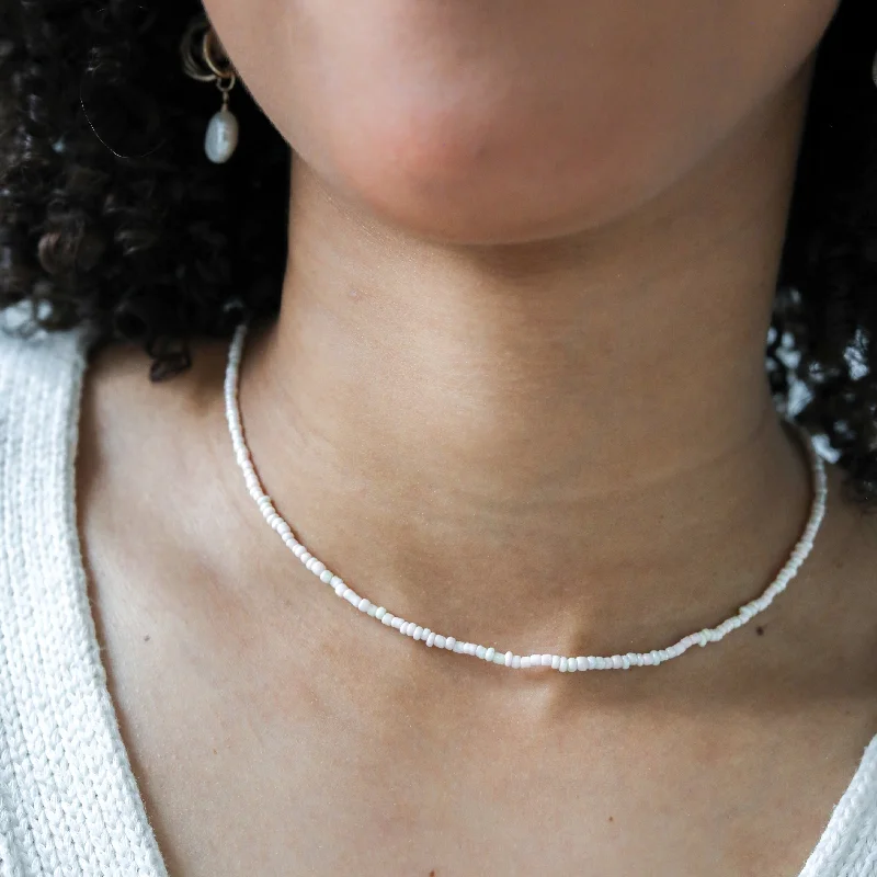 long beaded necklace for layering-Mini Bead Necklace: Blush + Champagne