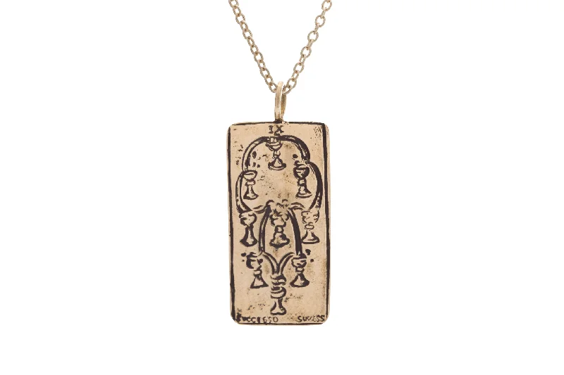 dainty bar necklace for girls-Nine of Cups Tarot Card Necklace